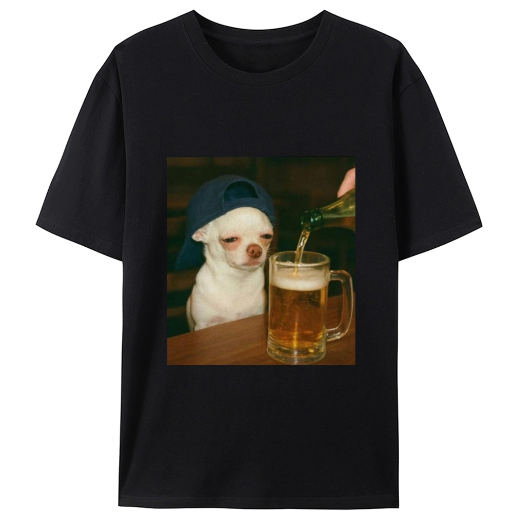 Chihuahua Beer Pour Meme Retro Designed for Women - Slim Fit Cotton Tee