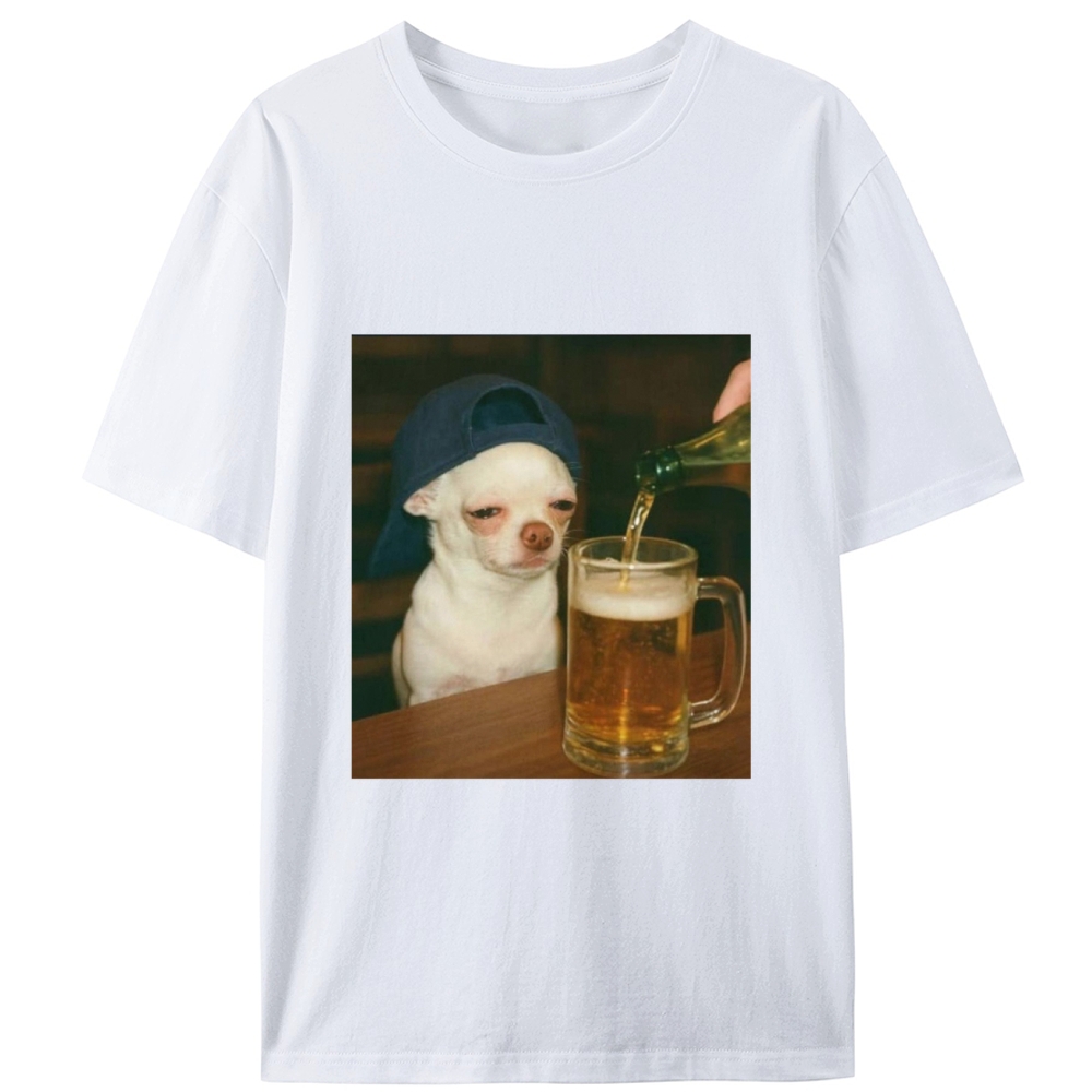 Chihuahua Beer Pour Meme Retro Designed for Women - Slim Fit Cotton Tee
