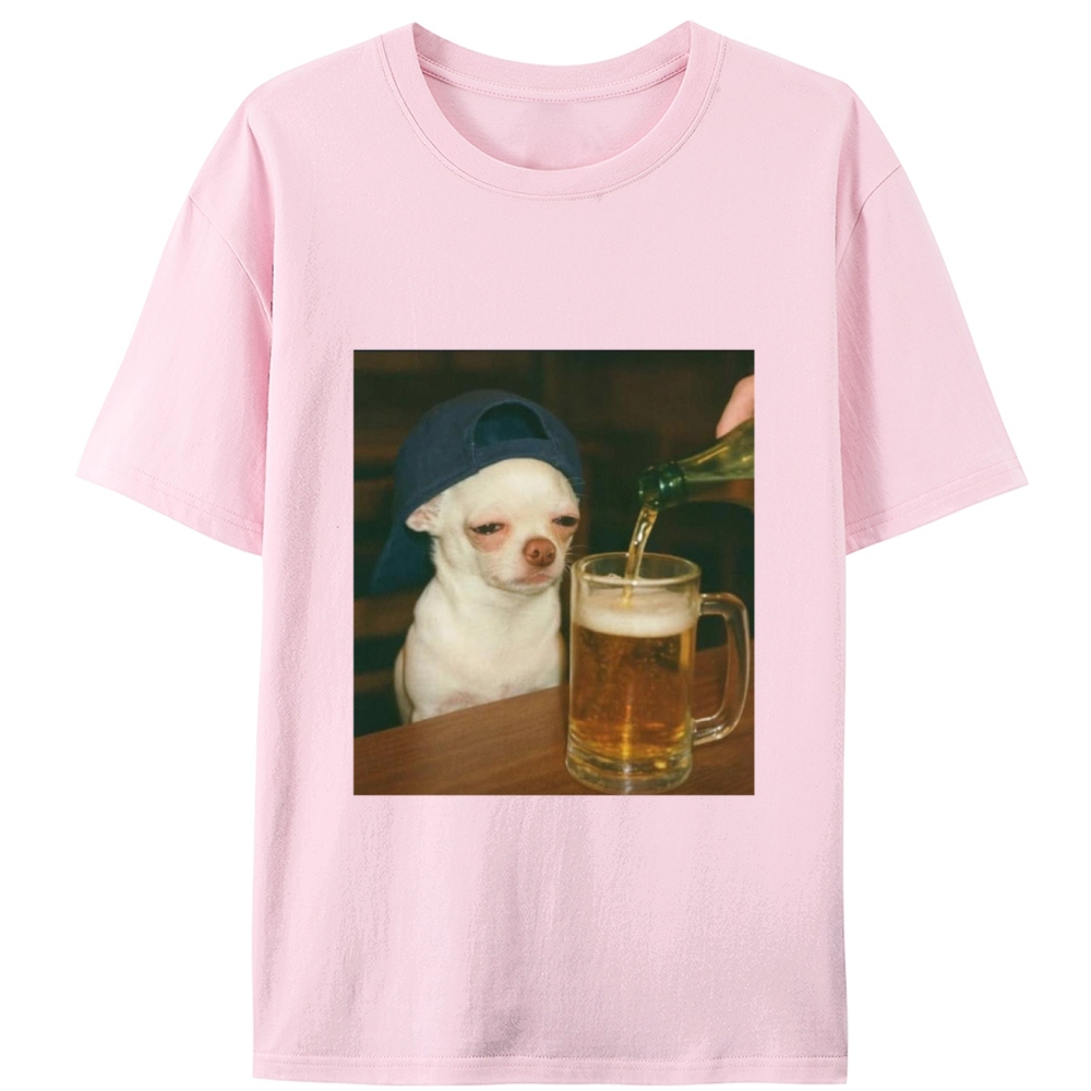 Chihuahua Beer Pour Meme Retro Designed for Women - Slim Fit Cotton Tee
