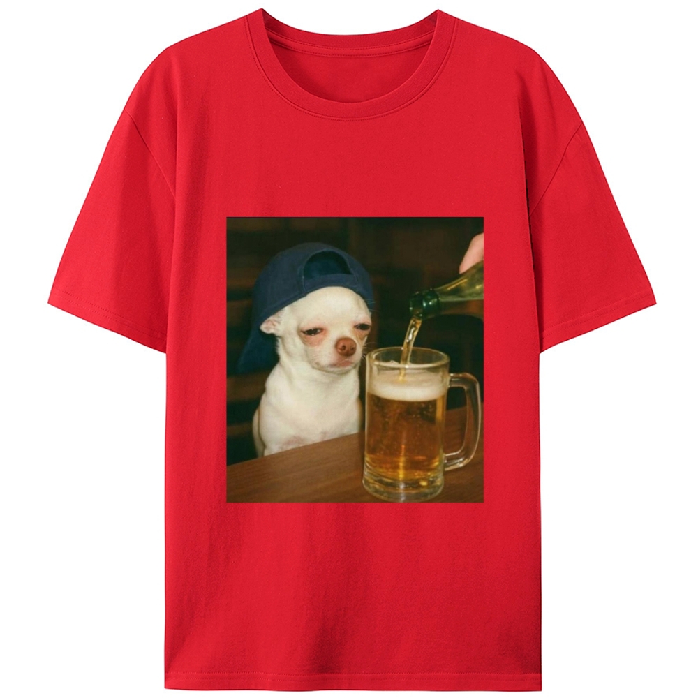 Chihuahua Beer Pour Meme Retro Designed for Women - Slim Fit Cotton Tee