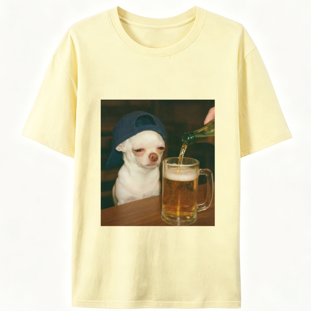 Chihuahua Beer Pour Meme Retro Designed for Women - Slim Fit Cotton Tee