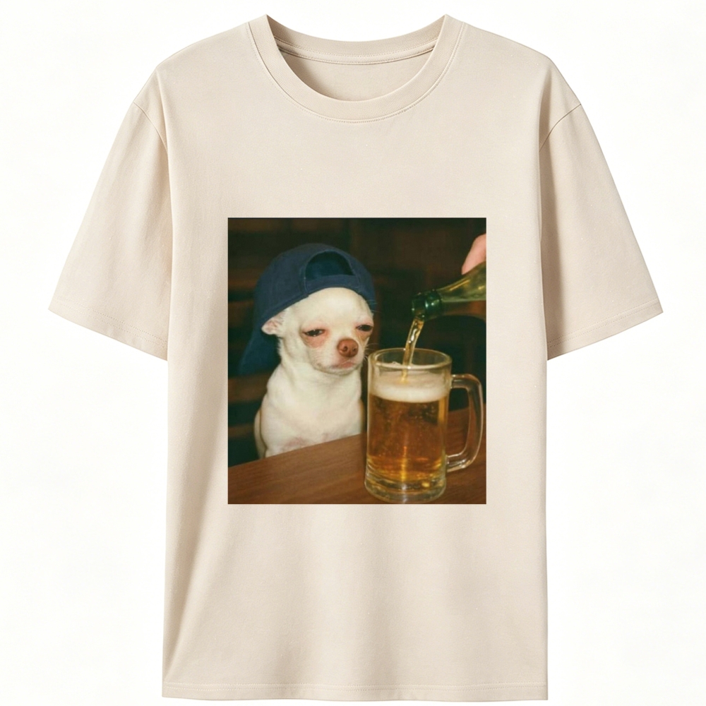 Chihuahua Beer Pour Meme Retro Designed for Women - Slim Fit Cotton Tee