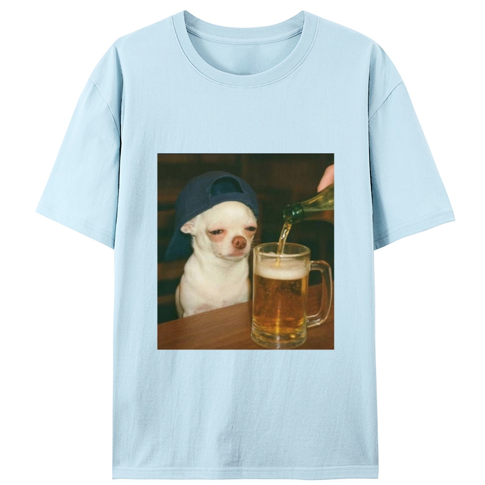 Chihuahua Beer Pour Meme Retro Designed for Women - Slim Fit Cotton Tee