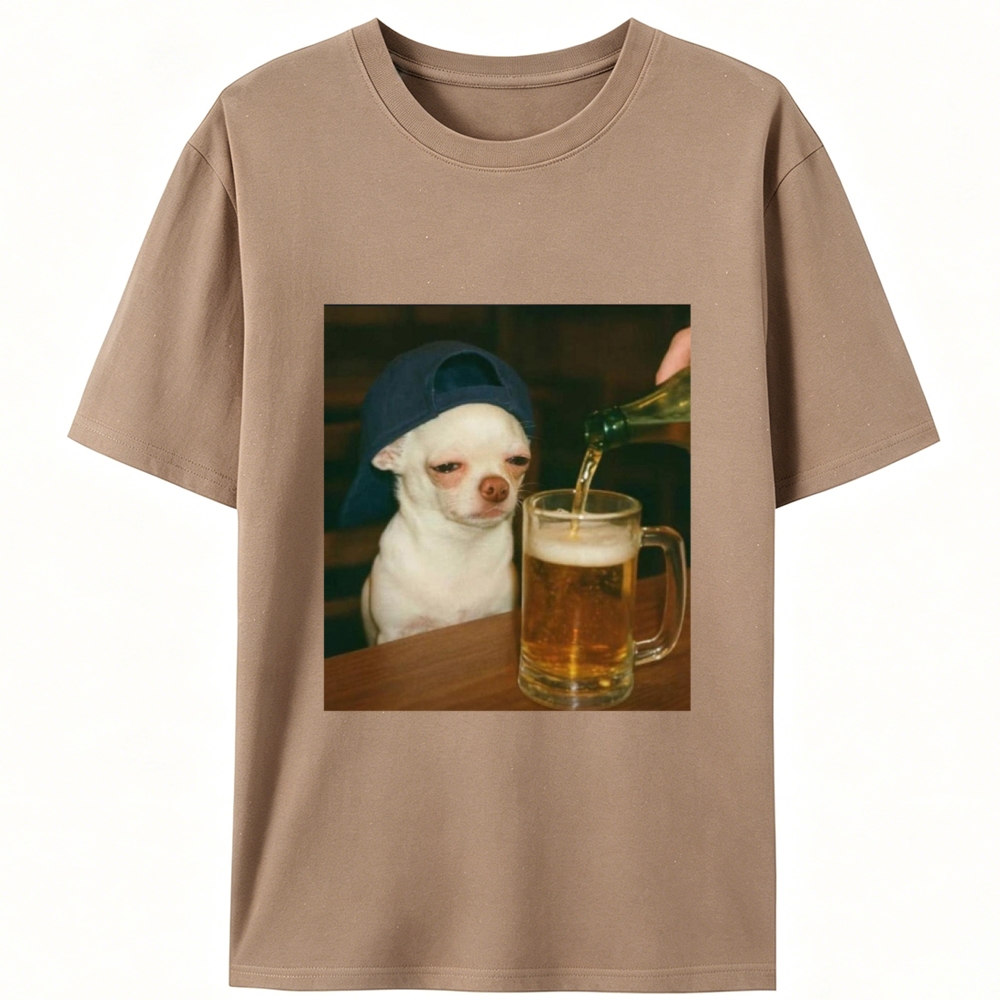 Chihuahua Beer Pour Meme Retro Designed for Women - Slim Fit Cotton Tee