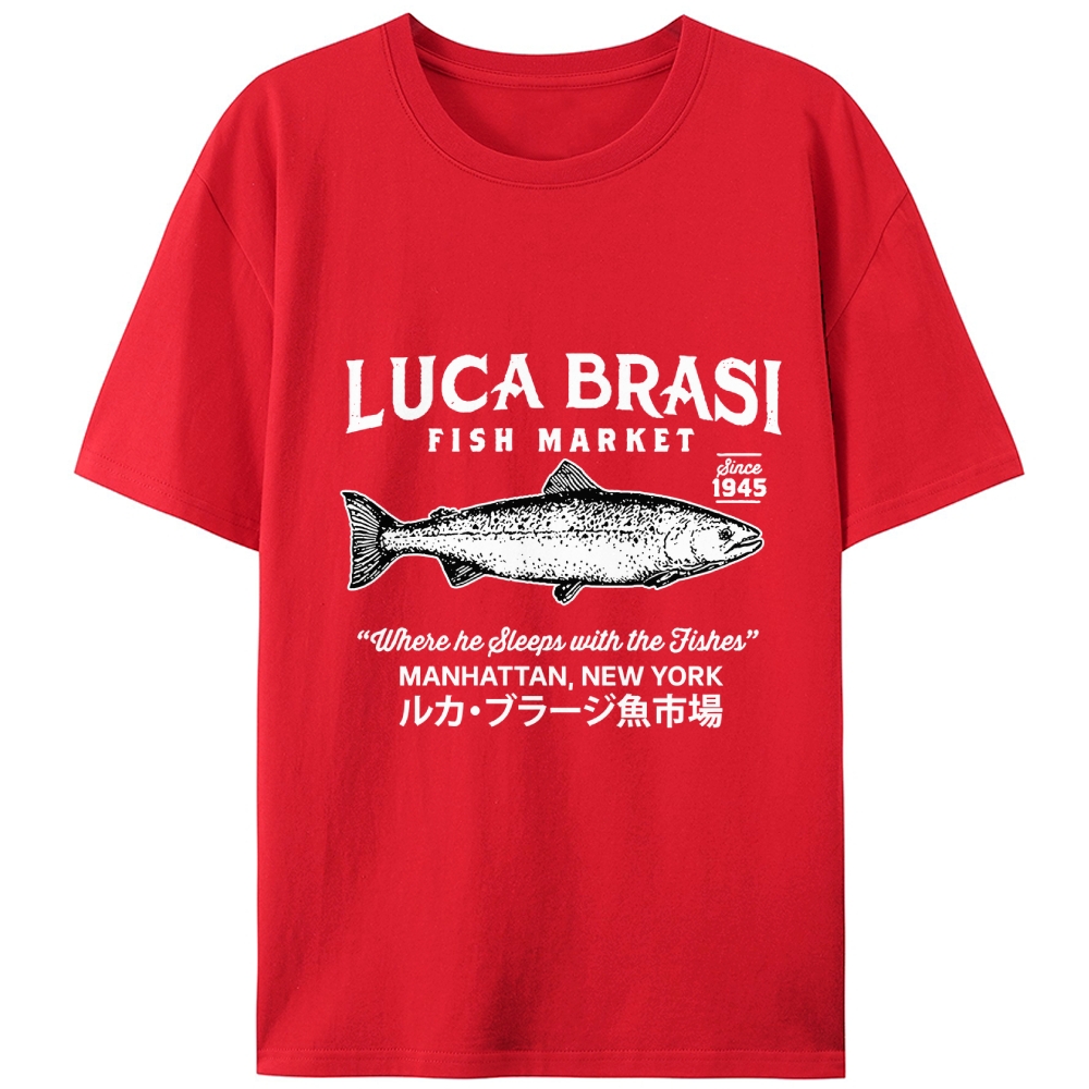 Luca Brasi Fish Market Retro Designed for Women - Slim Fit Cotton Tee