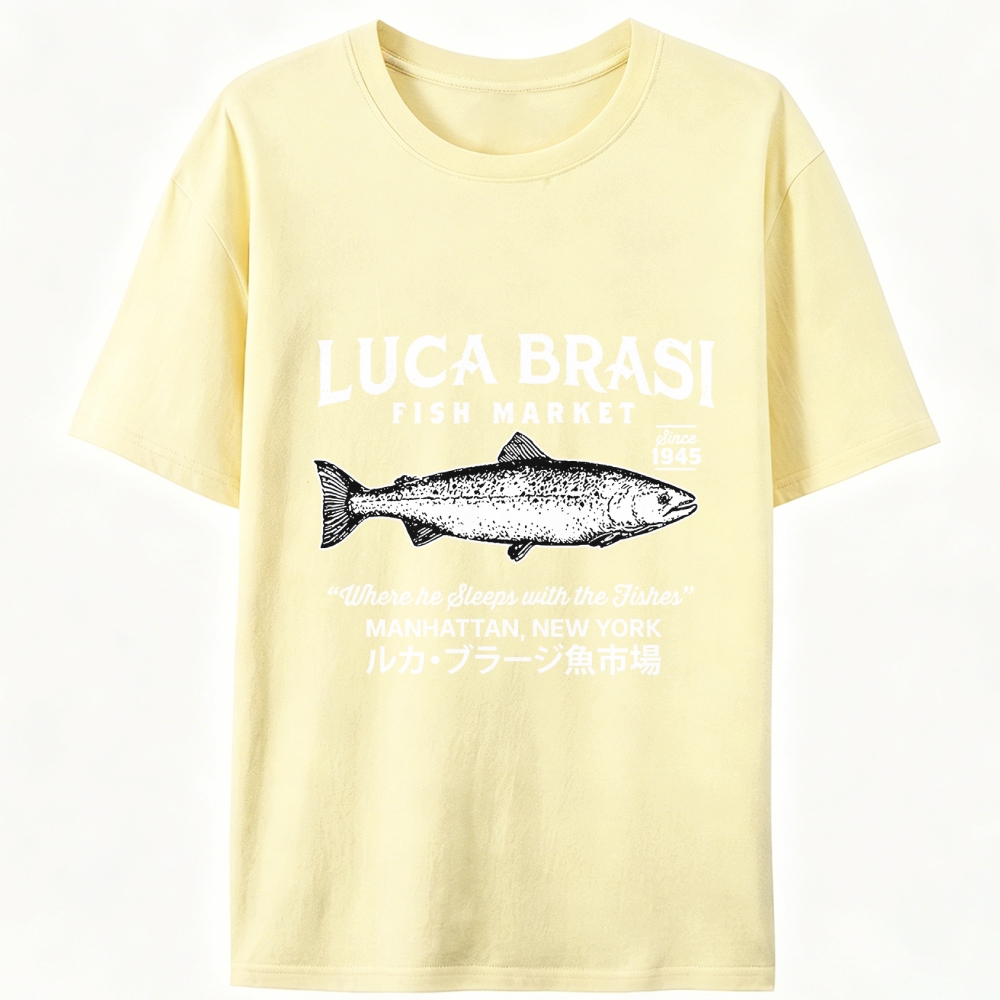 Luca Brasi Fish Market Retro Designed for Women - Slim Fit Cotton Tee