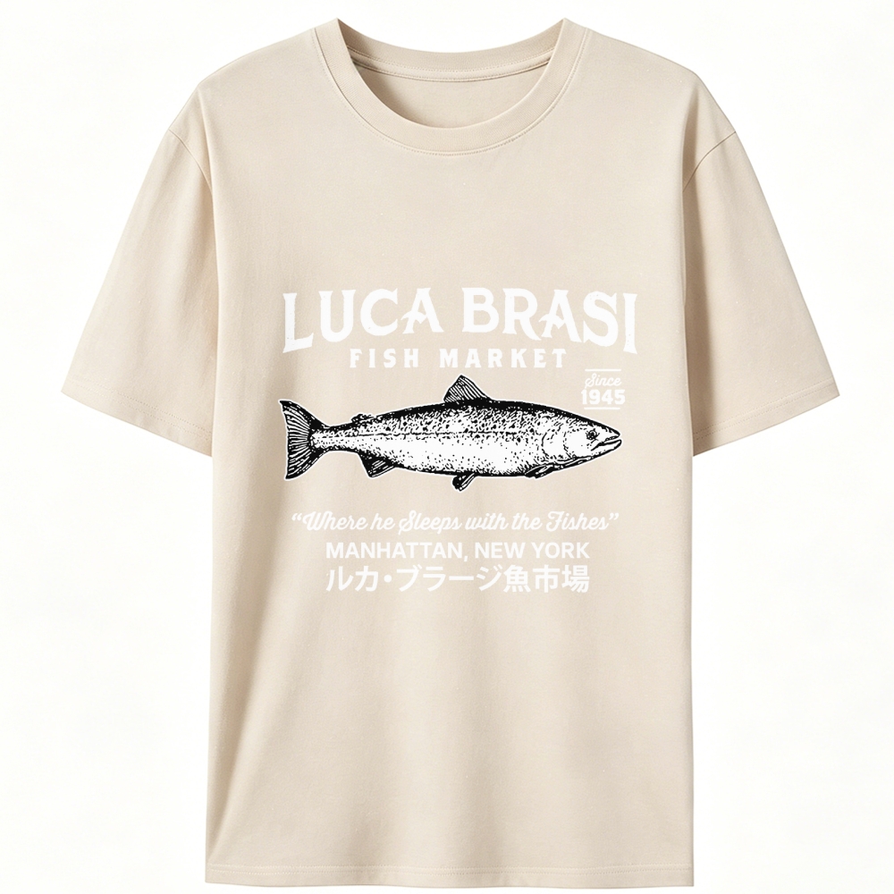 Luca Brasi Fish Market Retro Designed for Women - Slim Fit Cotton Tee