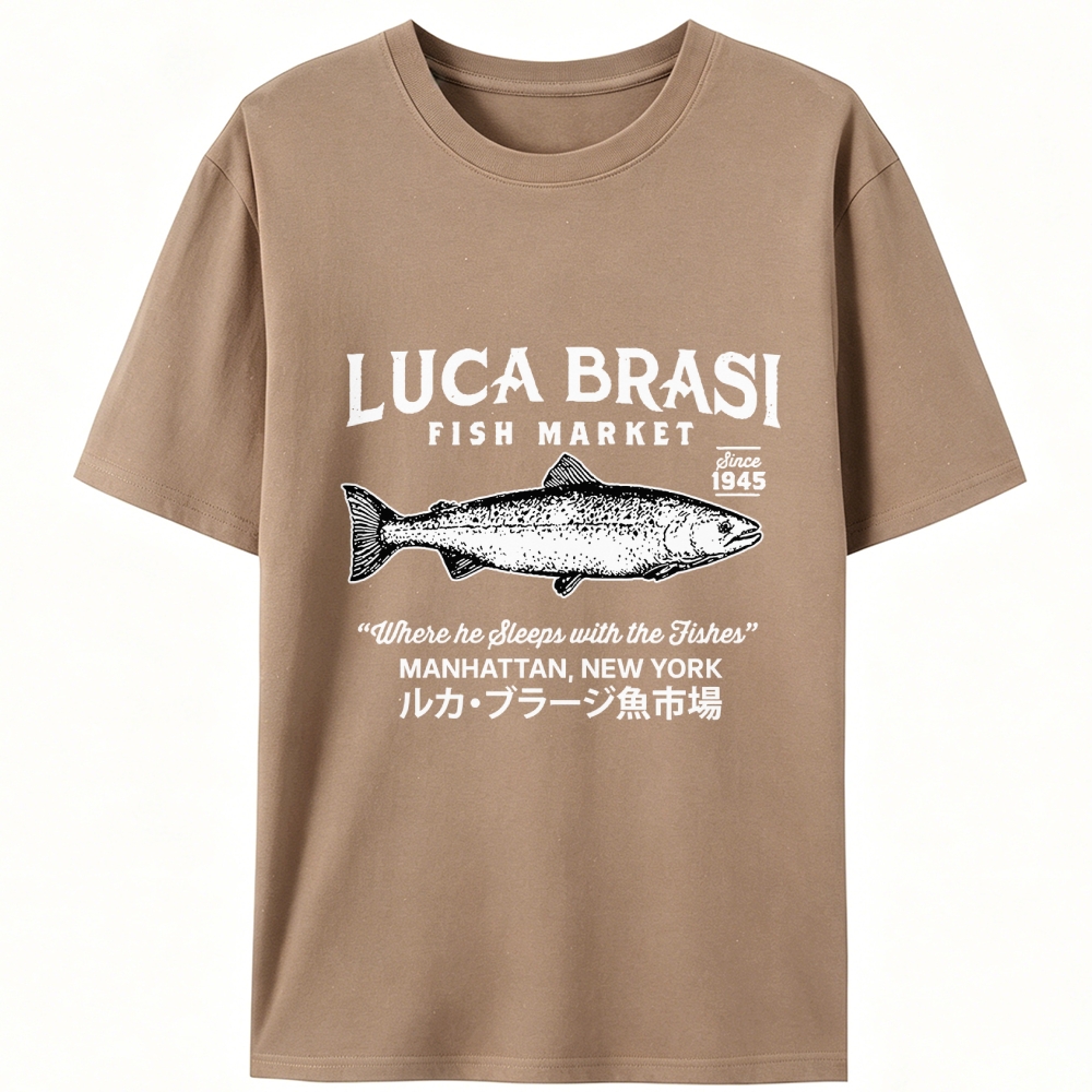 Luca Brasi Fish Market Retro Designed for Women - Slim Fit Cotton Tee
