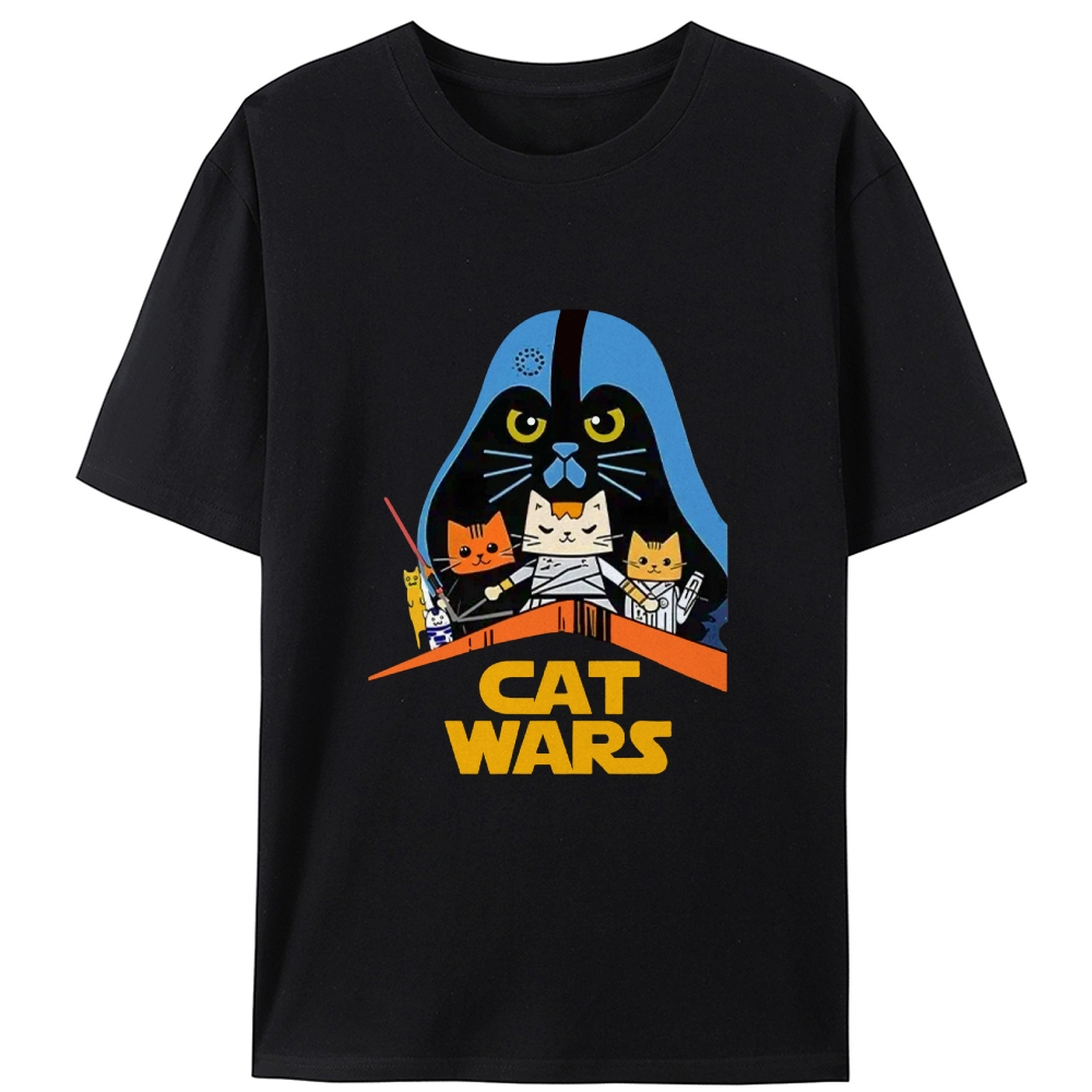 Cat Wars Graphic Retro Designed for Women - Slim Fit Cotton Tee