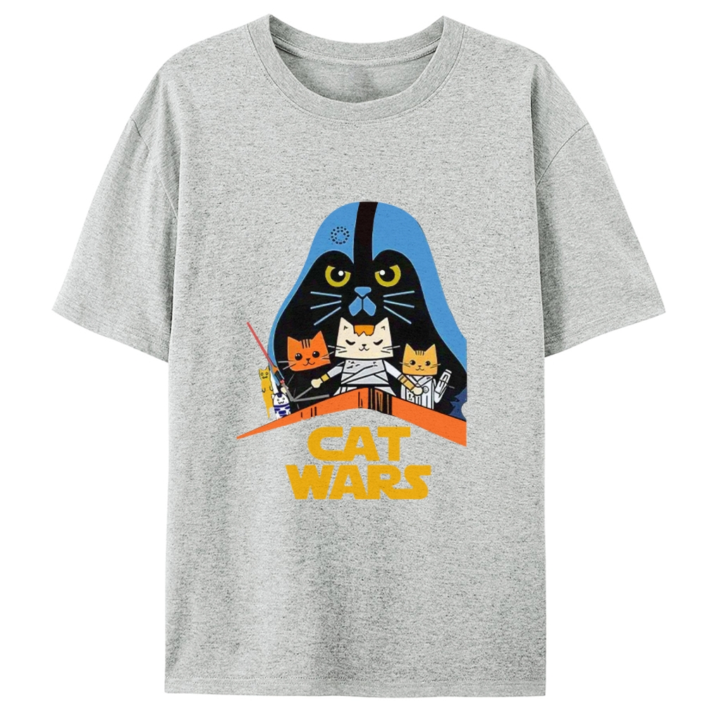 Cat Wars Graphic Retro Designed for Women - Slim Fit Cotton Tee