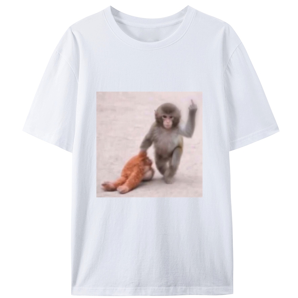 Punch-kun Monkey Meme Graphic Retro Designed for Women - Slim Fit Cotton Tee