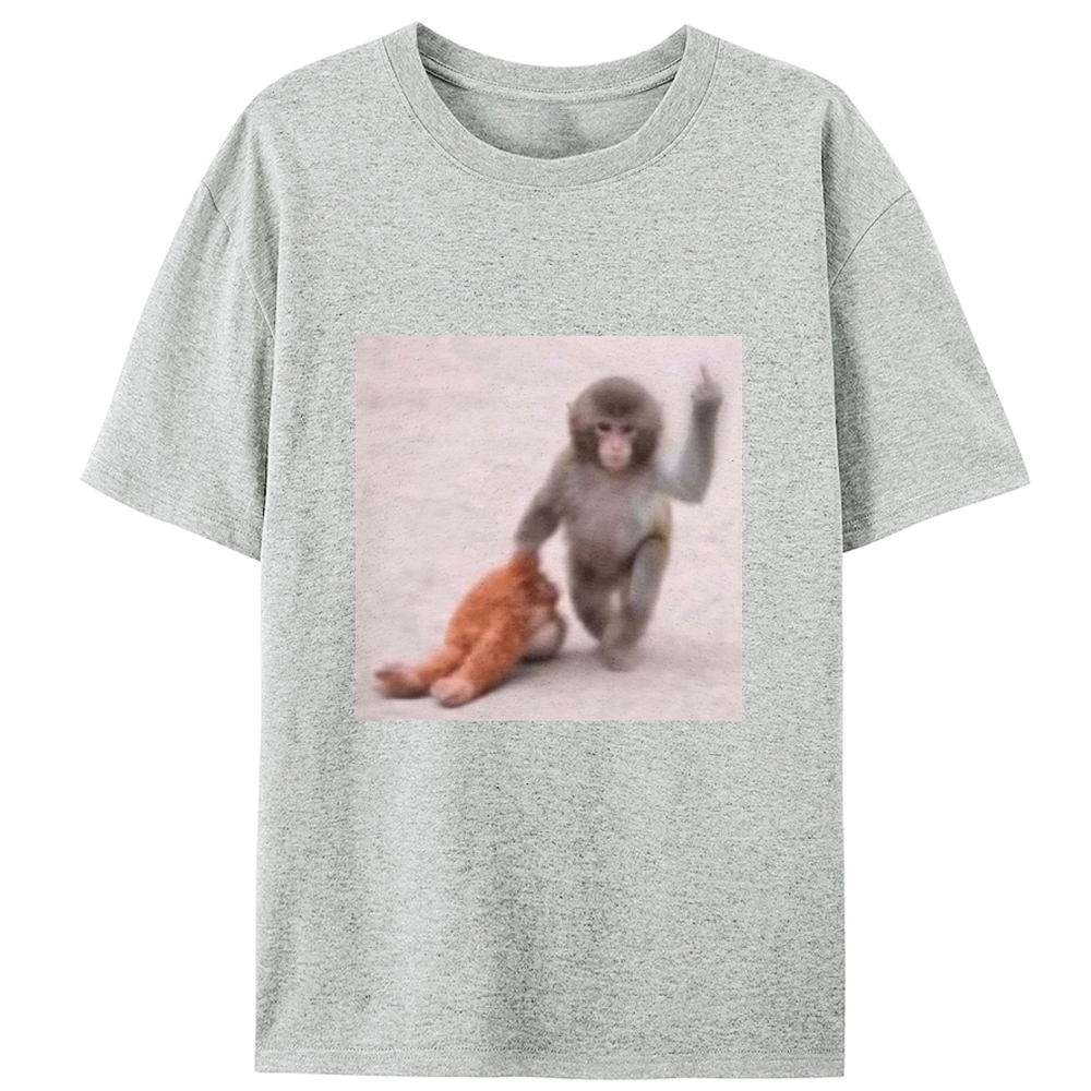 Punch-kun Monkey Meme Graphic Retro Designed for Women - Slim Fit Cotton Tee