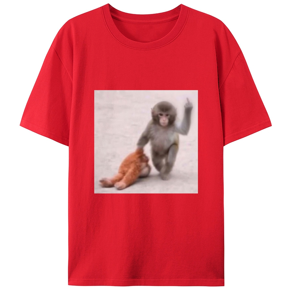 Punch-kun Monkey Meme Graphic Retro Designed for Women - Slim Fit Cotton Tee
