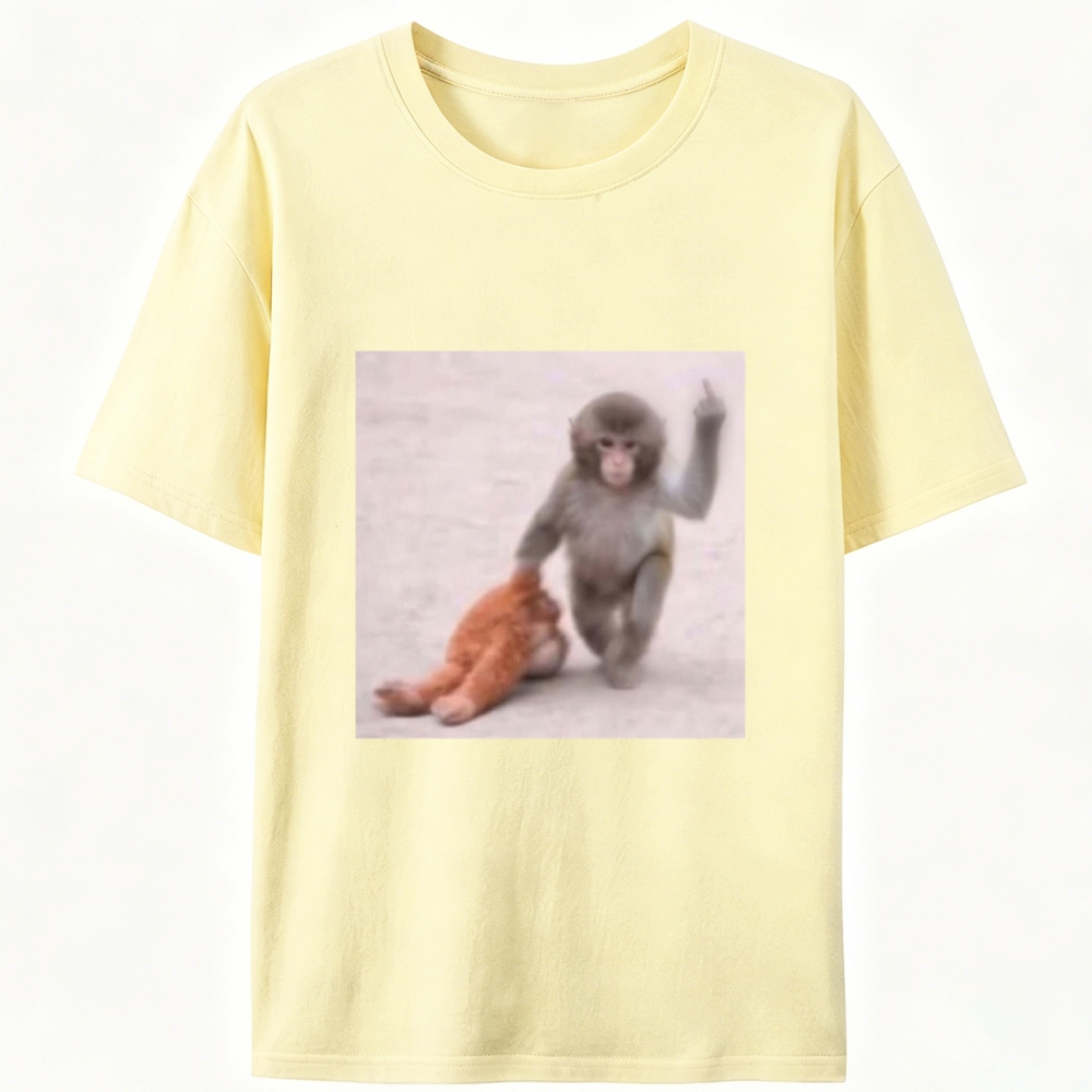 Punch-kun Monkey Meme Graphic Retro Designed for Women - Slim Fit Cotton Tee