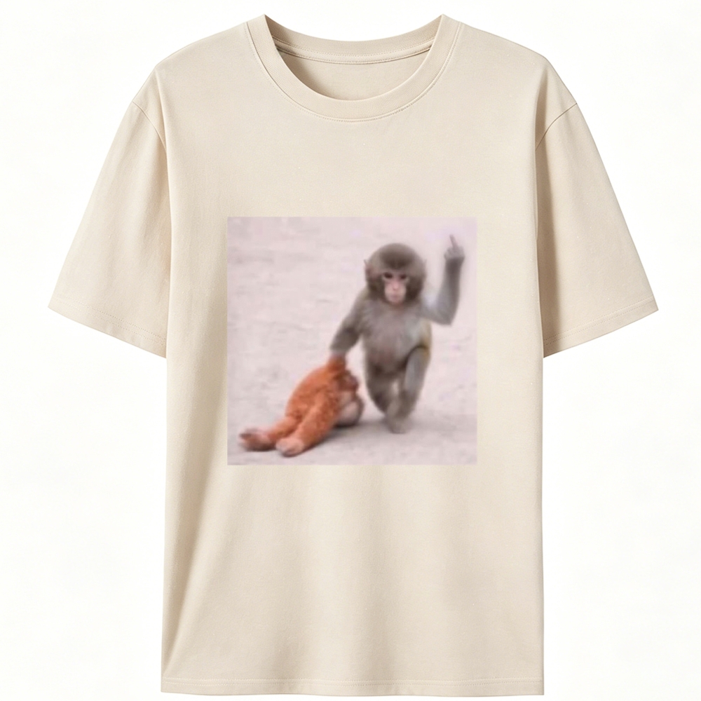Punch-kun Monkey Meme Graphic Retro Designed for Women - Slim Fit Cotton Tee