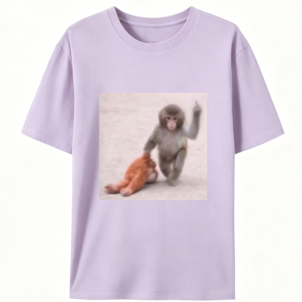Punch-kun Monkey Meme Graphic Retro Designed for Women - Slim Fit Cotton Tee