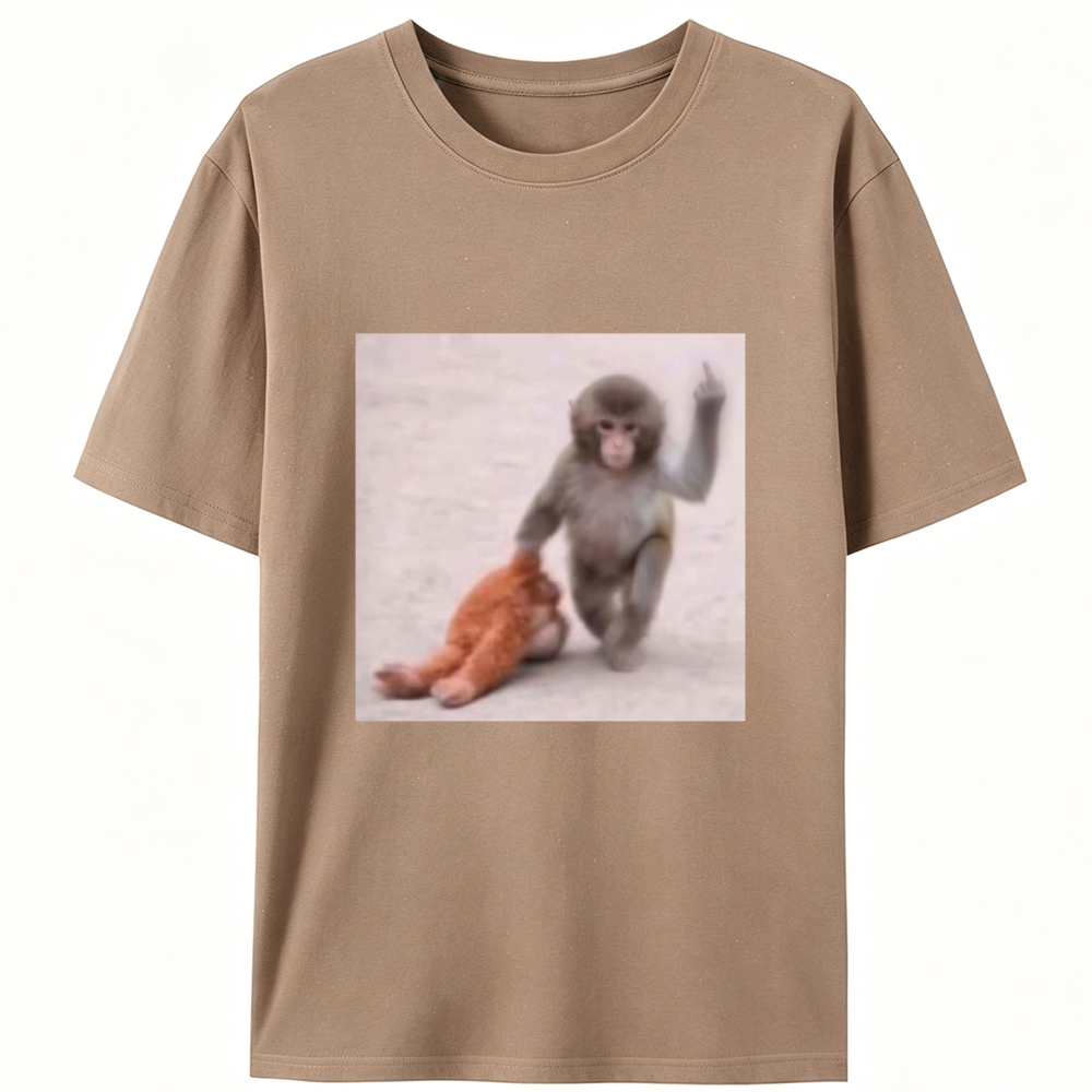 Punch-kun Monkey Meme Graphic Retro Designed for Women - Slim Fit Cotton Tee