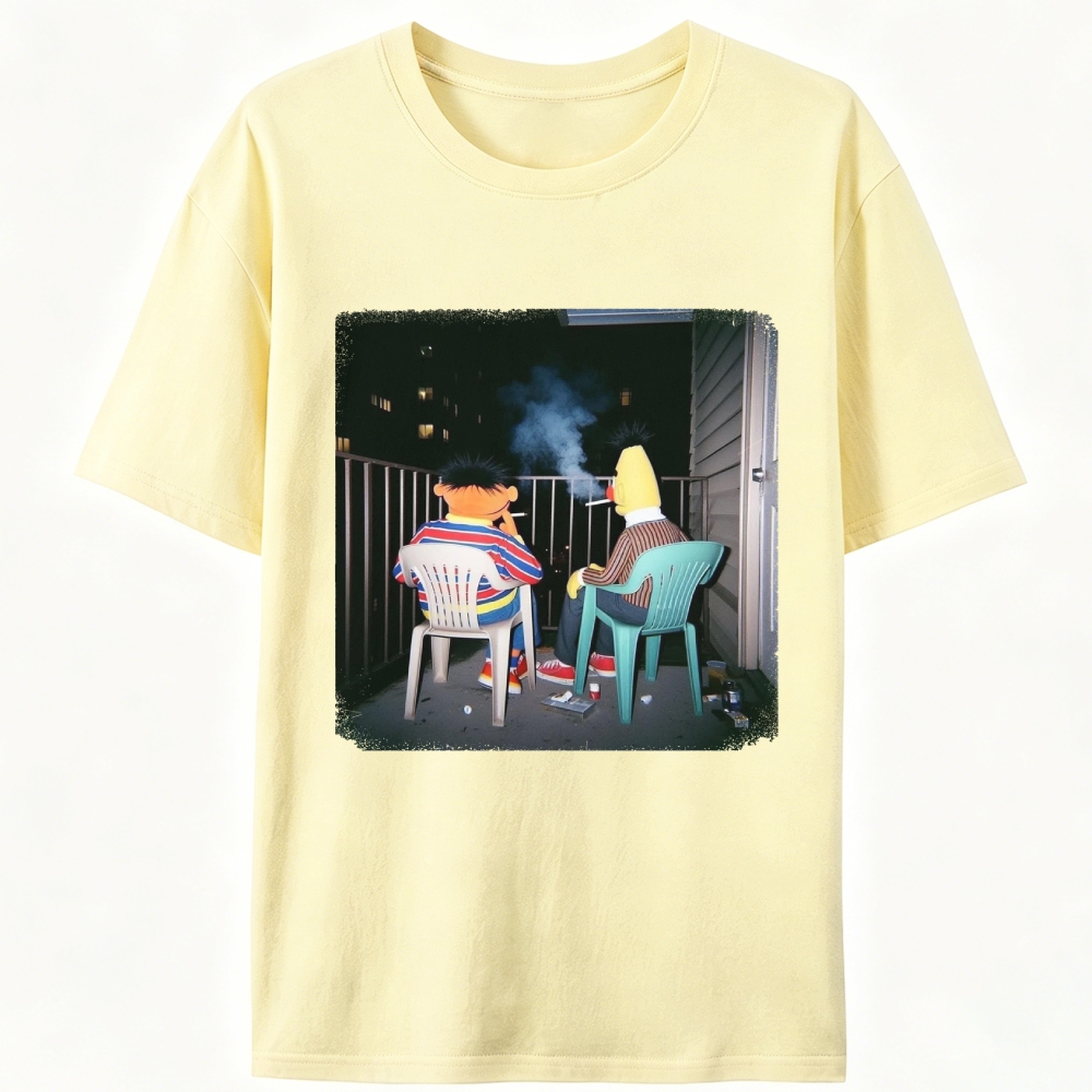Balcony Night Bros Retro Designed for Women - Slim Fit Cotton Tee