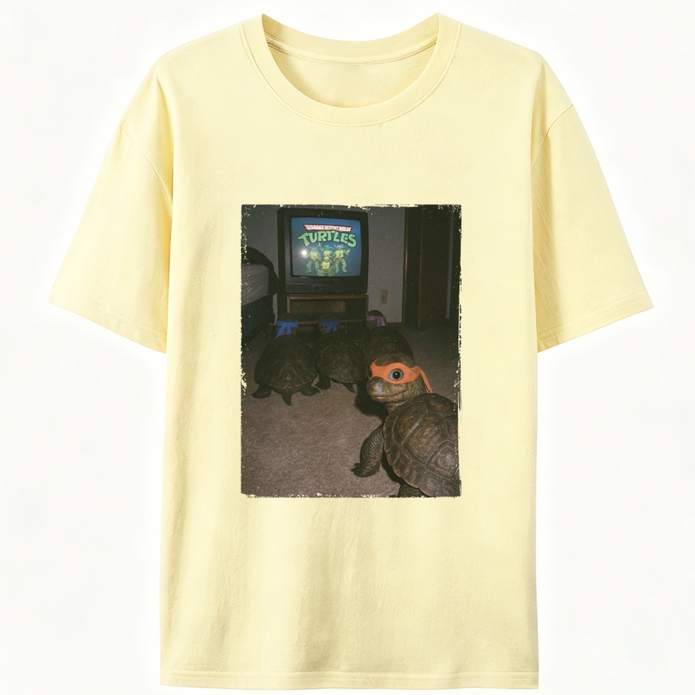 Vintage Ninja Turtles Movie Night Graphic Edition Retro Designed for Women - Slim Fit Cotton Tee