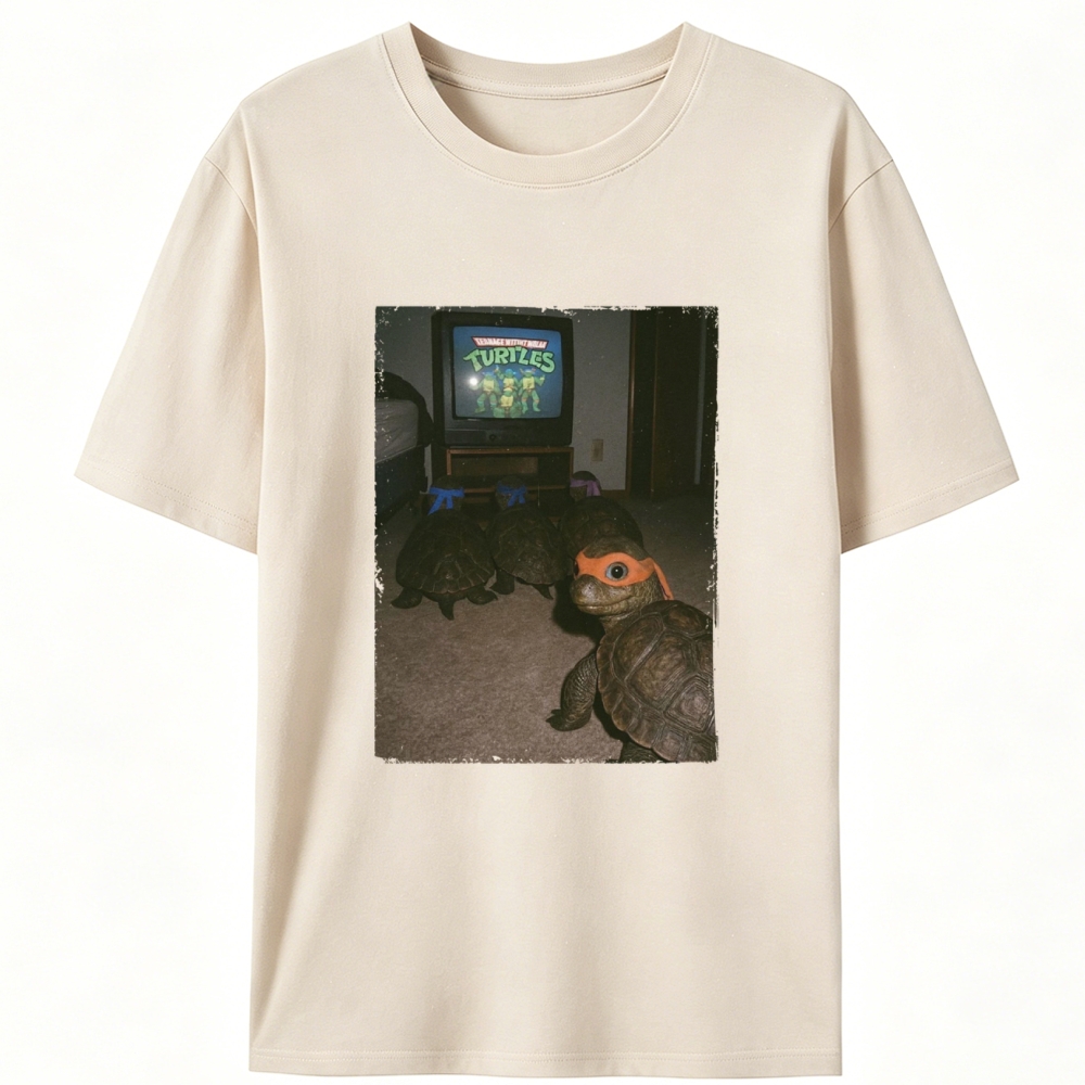 Vintage Ninja Turtles Movie Night Graphic Edition Retro Designed for Women - Slim Fit Cotton Tee