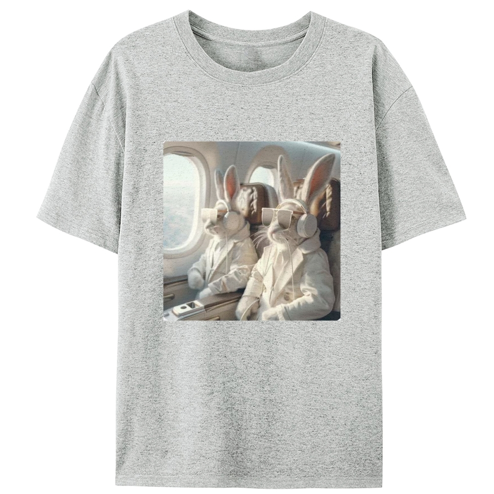Business Bunnies In First Class Meme Retro Designed for Women - Slim Fit Cotton Tee