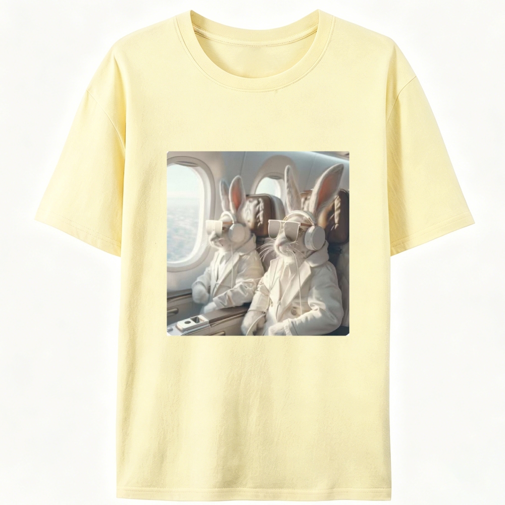 Business Bunnies In First Class Meme Retro Designed for Women - Slim Fit Cotton Tee