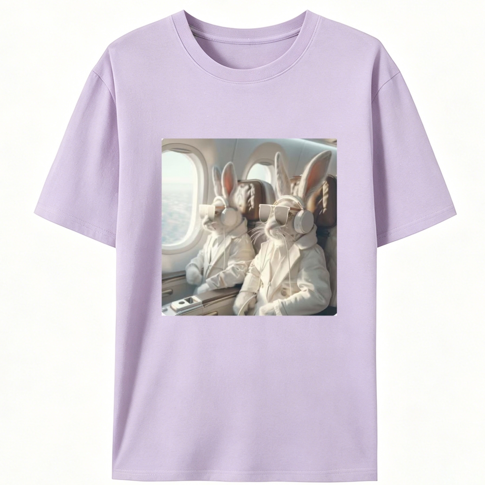Business Bunnies In First Class Meme Retro Designed for Women - Slim Fit Cotton Tee