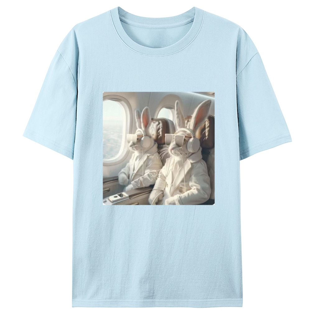 Business Bunnies In First Class Meme Retro Designed for Women - Slim Fit Cotton Tee