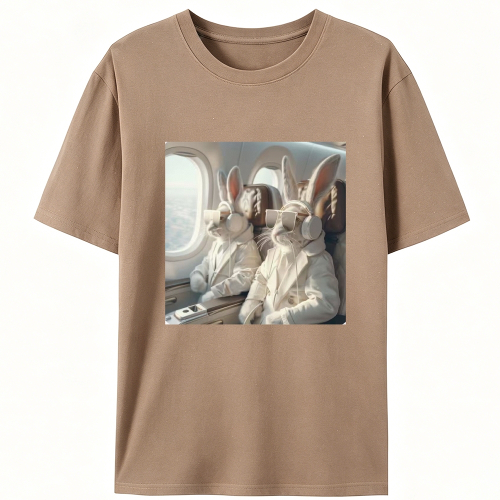 Business Bunnies In First Class Meme Retro Designed for Women - Slim Fit Cotton Tee