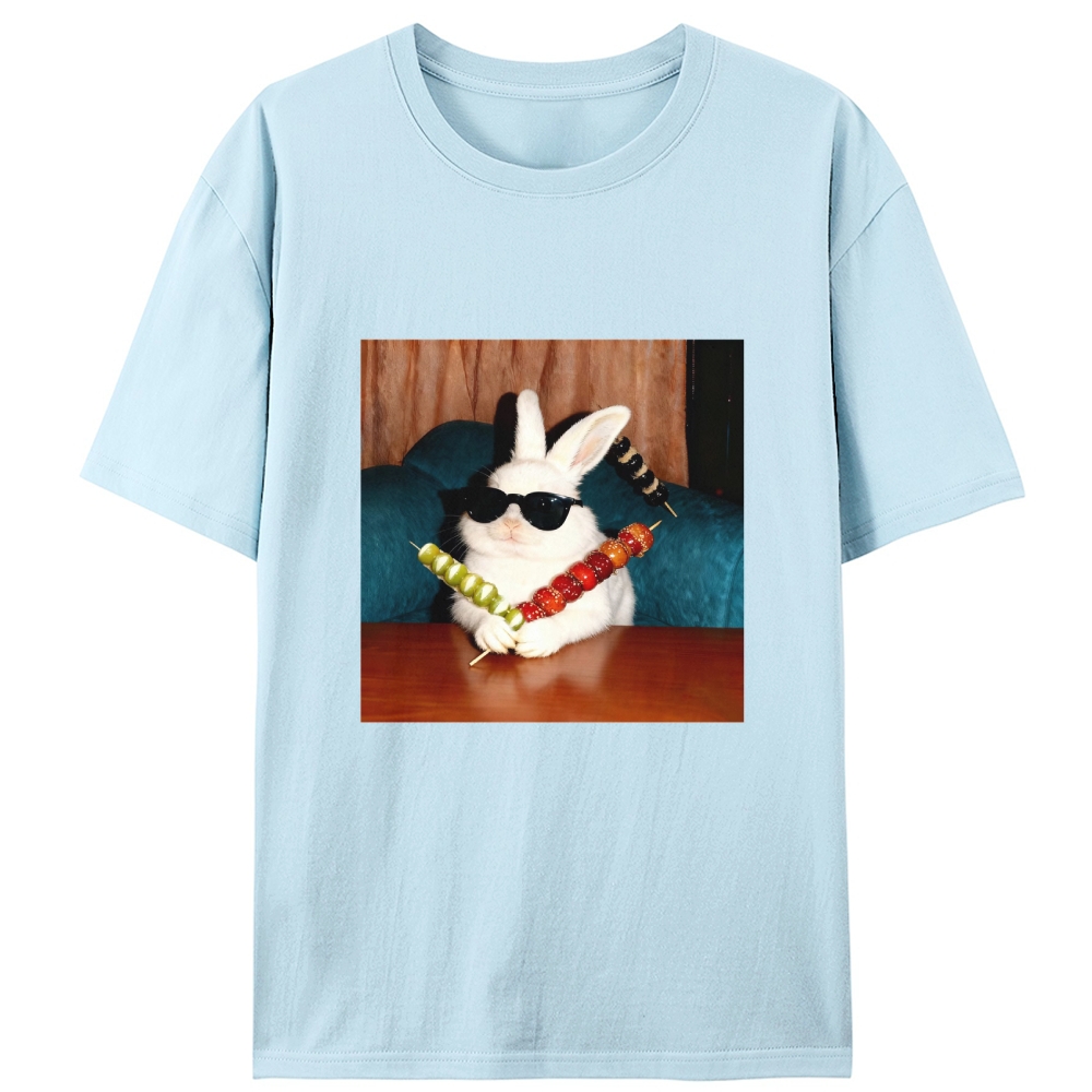 Rabbit Holding Candied Haws Sunglasses Retro Designed for Women - Slim Fit Cotton Tee