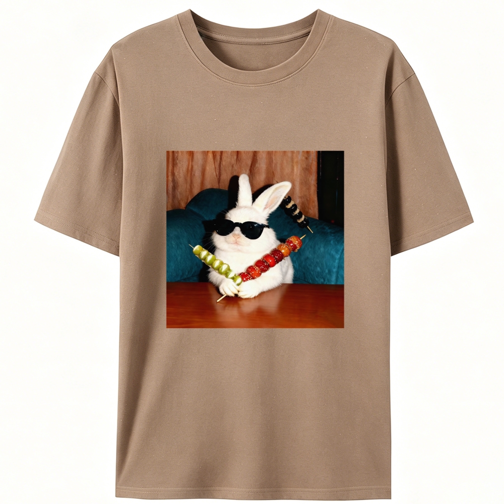 Rabbit Holding Candied Haws Sunglasses Retro Designed for Women - Slim Fit Cotton Tee