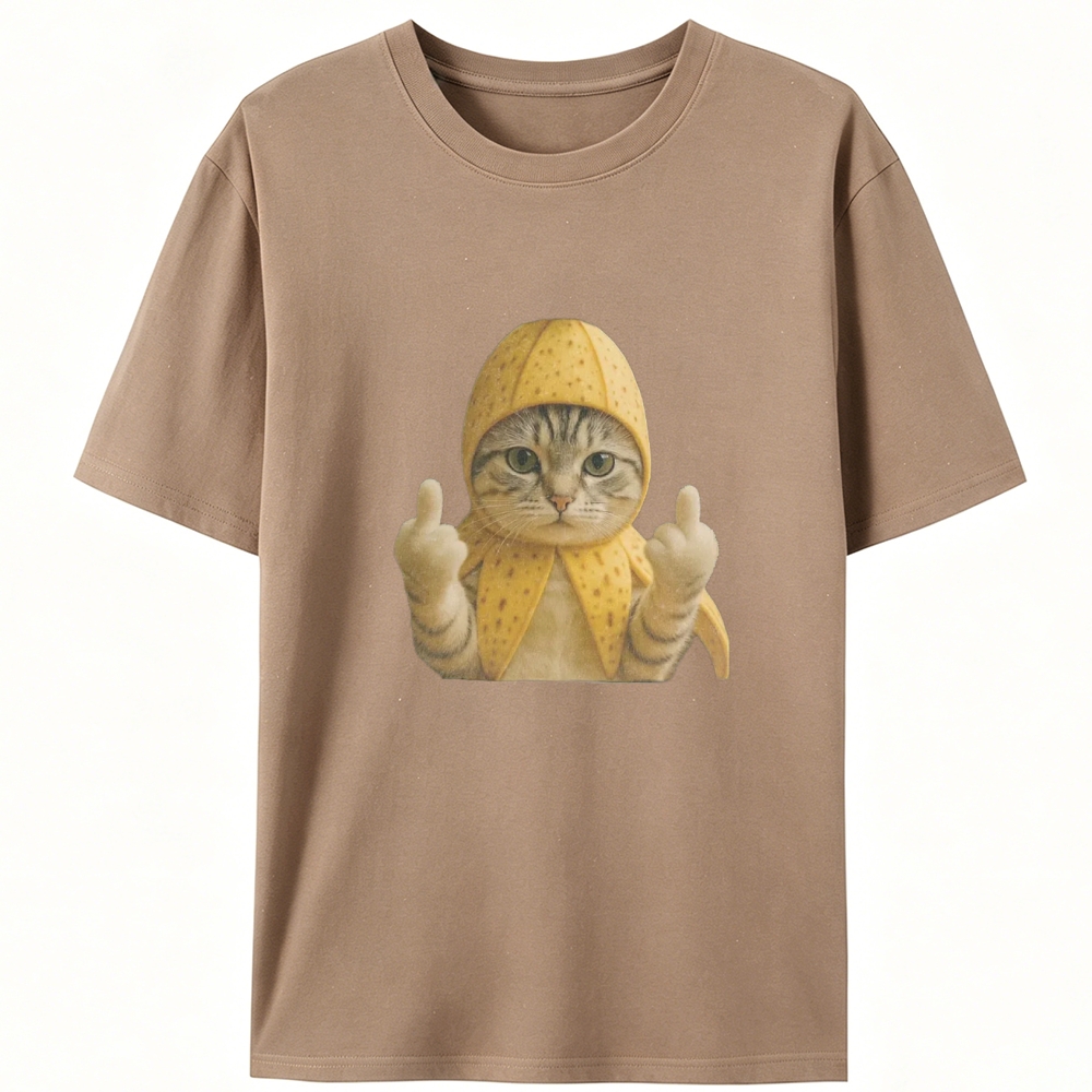 Banana Cat Middle Finger Meme Retro Designed for Women - Slim Fit Cotton Tee