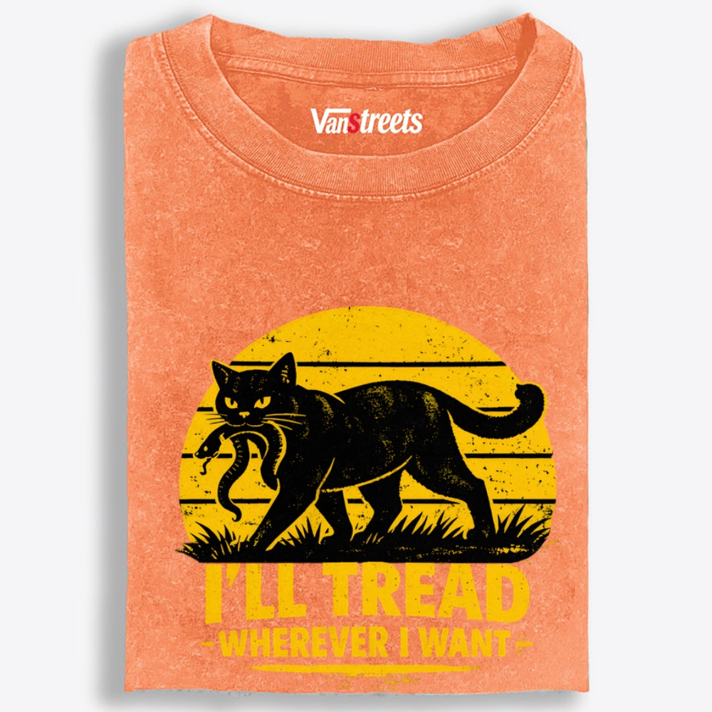 Cat Wins Snake Retro Washed T-Shirt | 100% Cotton | Streetwear Essential