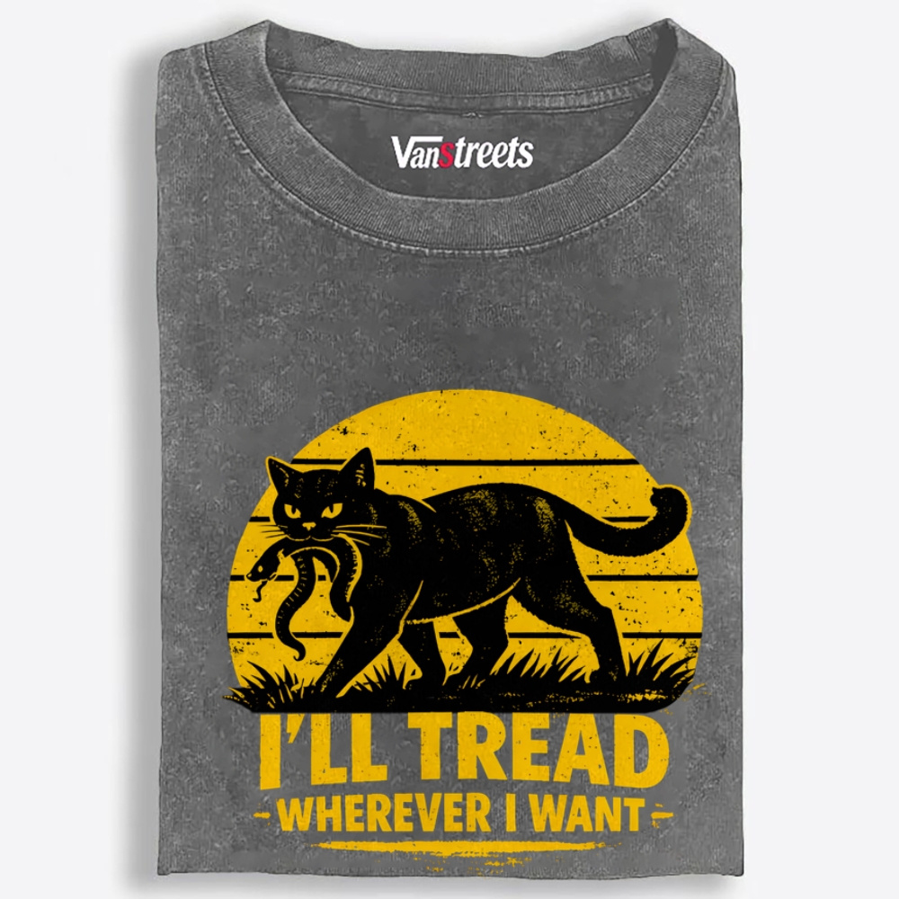 Cat Wins Snake Retro Washed T-Shirt | 100% Cotton | Streetwear Essential