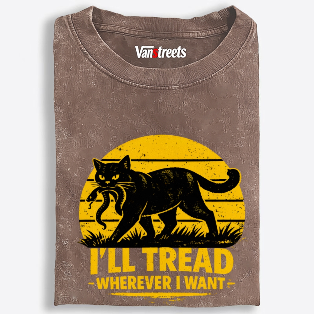 Cat Wins Snake Retro Washed T-Shirt | 100% Cotton | Streetwear Essential