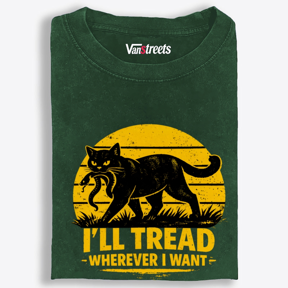 Cat Wins Snake Retro Washed T-Shirt | 100% Cotton | Streetwear Essential