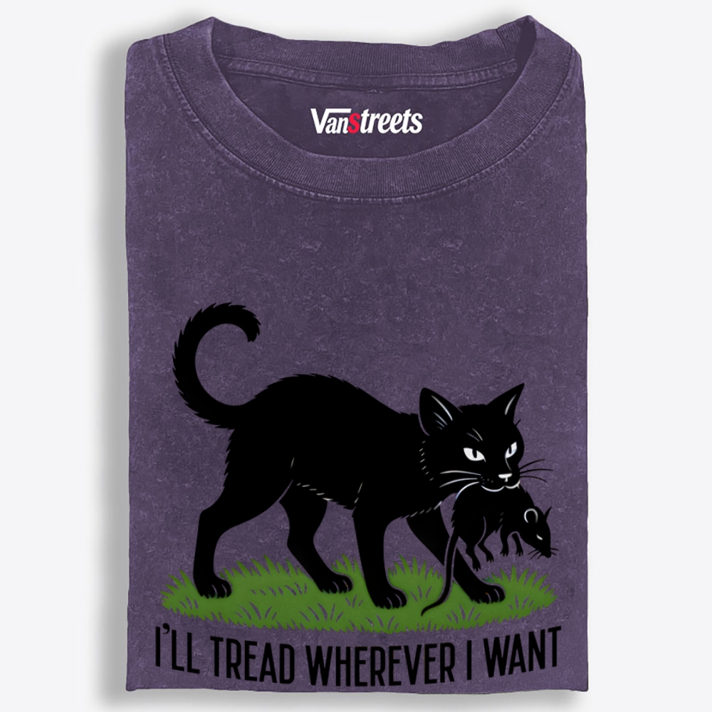 Black Cat vs Mouse Retro Washed T-Shirt | 100% Cotton | Streetwear Essential