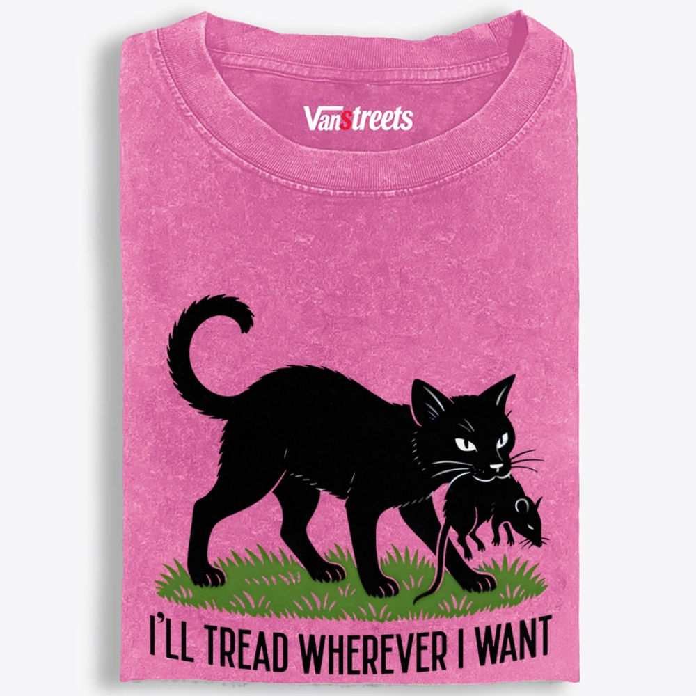 Black Cat vs Mouse Retro Washed T-Shirt | 100% Cotton | Streetwear Essential