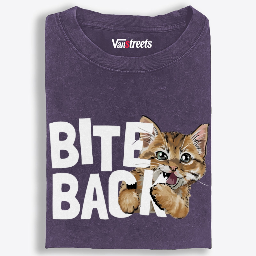 BITE BACK Retro Washed T-Shirt | 100% Cotton | Streetwear Essential