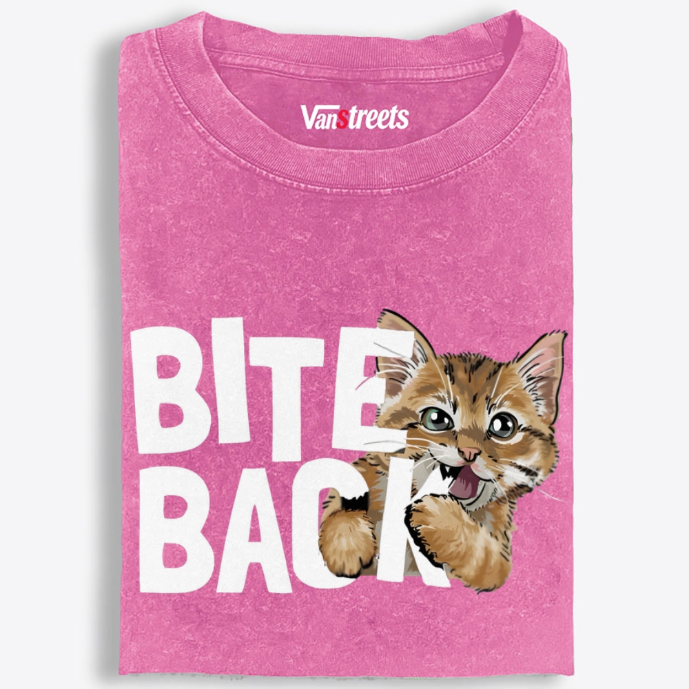 BITE BACK Retro Washed T-Shirt | 100% Cotton | Streetwear Essential