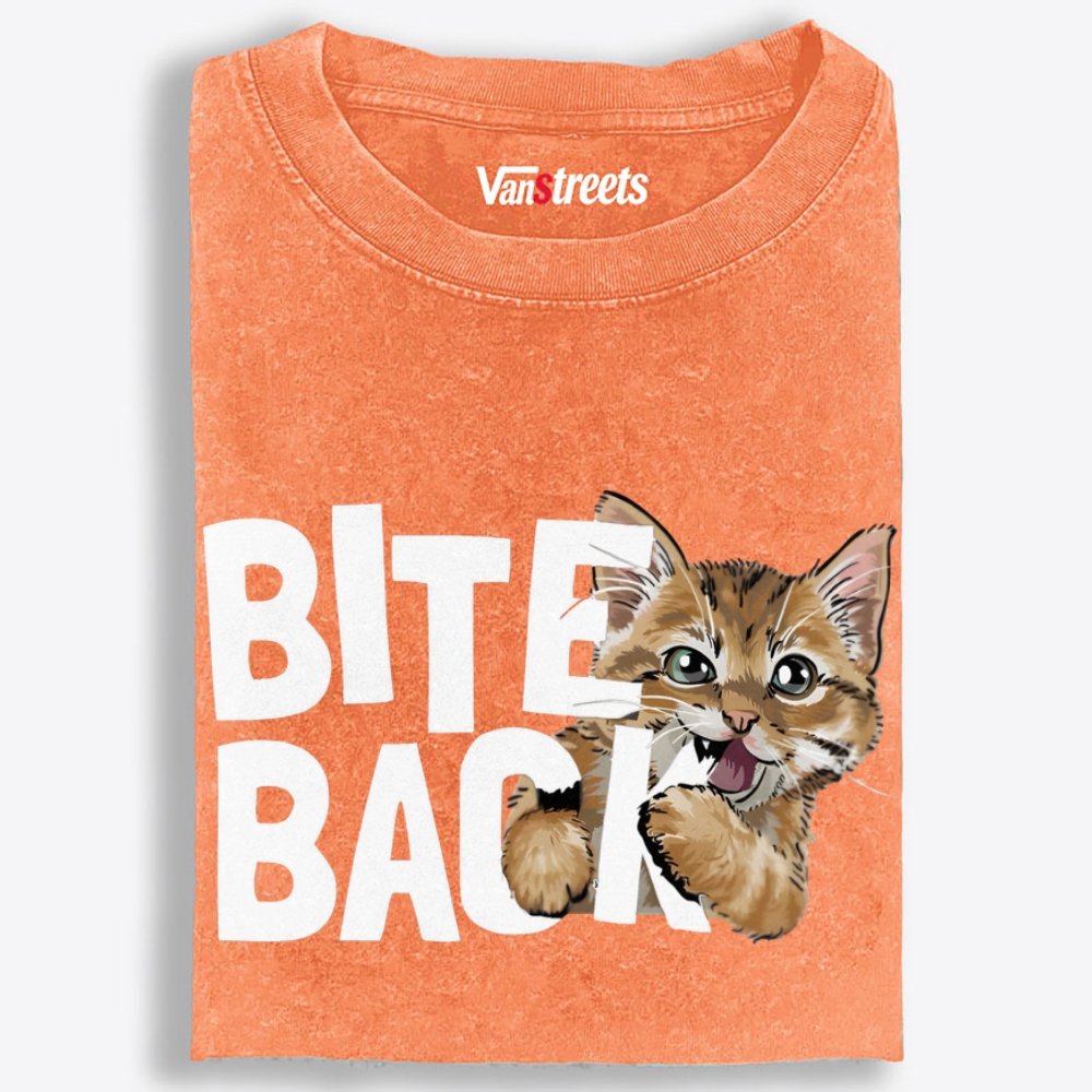 BITE BACK Retro Washed T-Shirt | 100% Cotton | Streetwear Essential