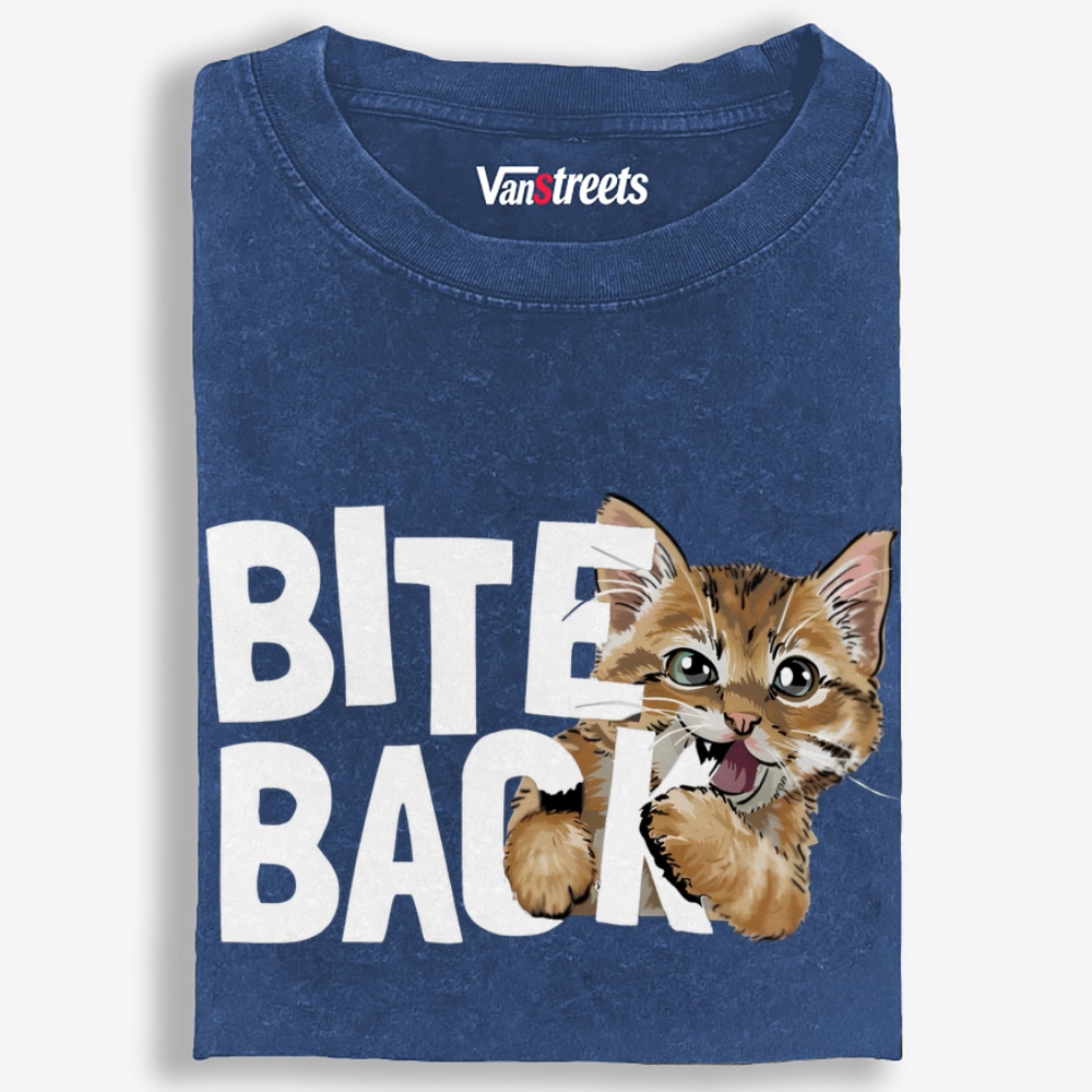 BITE BACK Retro Washed T-Shirt | 100% Cotton | Streetwear Essential