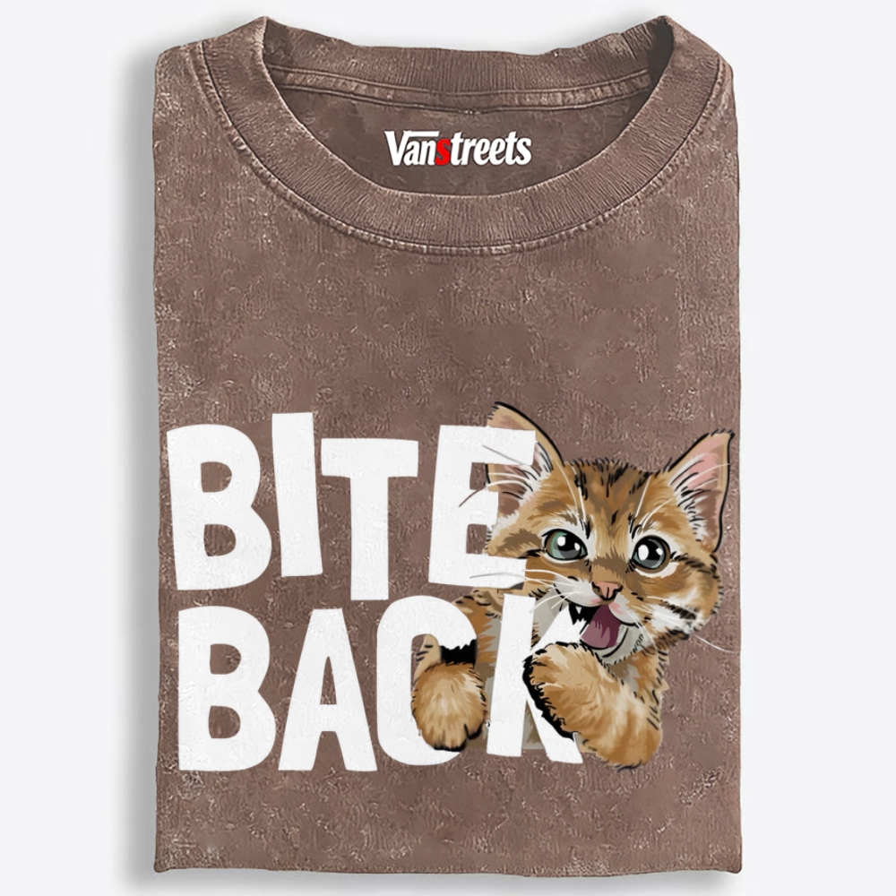 BITE BACK Retro Washed T-Shirt | 100% Cotton | Streetwear Essential