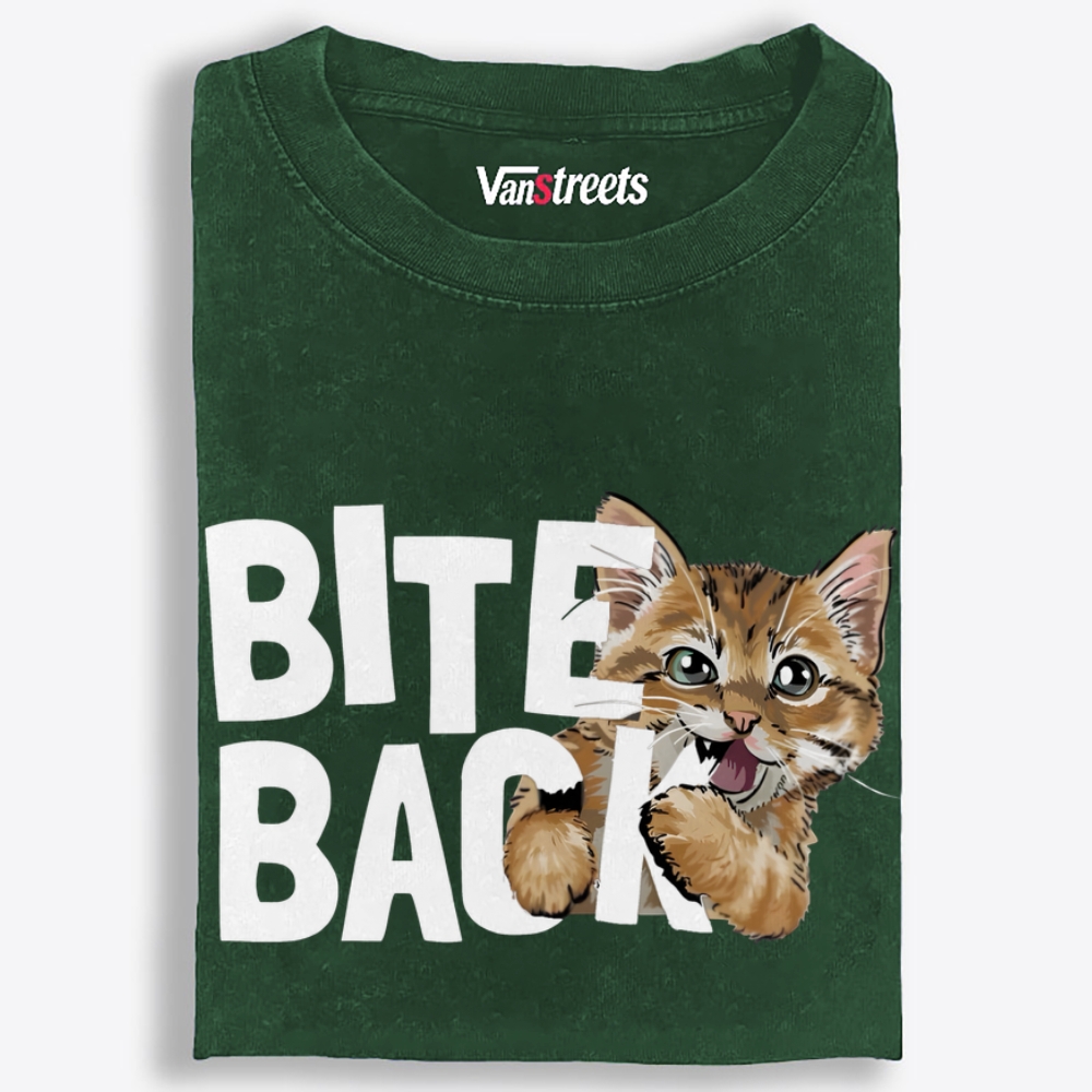 BITE BACK Retro Washed T-Shirt | 100% Cotton | Streetwear Essential