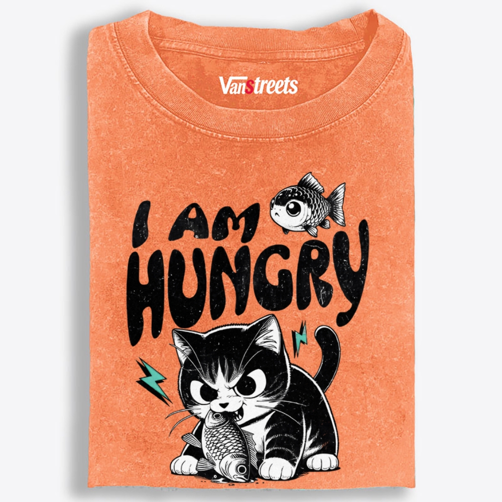 I AM HUNGRY Retro Washed T-Shirt | 100% Cotton | Streetwear Essential