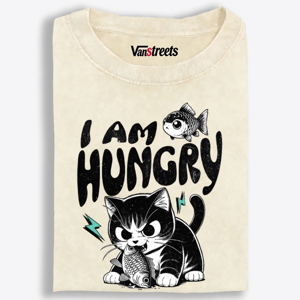 I AM HUNGRY Retro Washed T-Shirt | 100% Cotton | Streetwear Essential