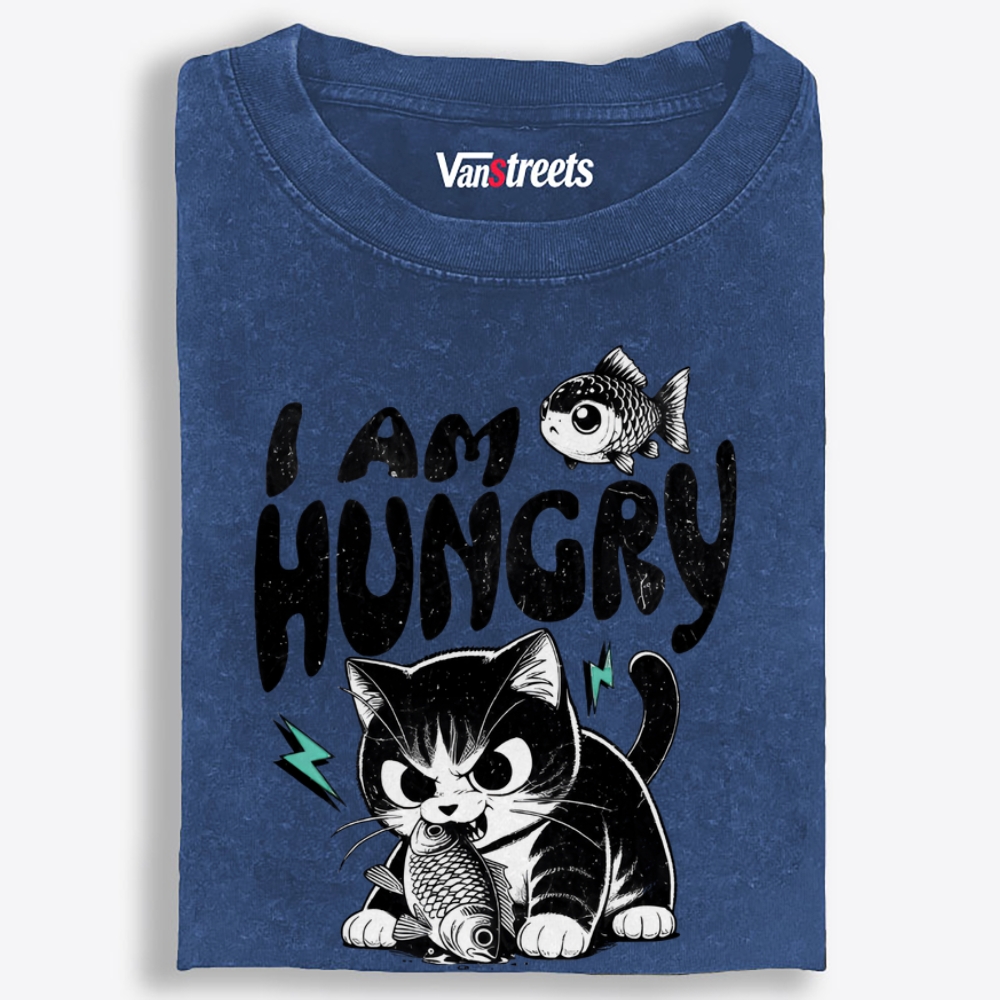 I AM HUNGRY Retro Washed T-Shirt | 100% Cotton | Streetwear Essential