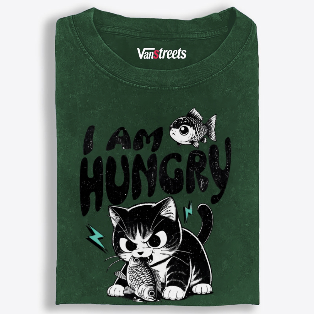 I AM HUNGRY Retro Washed T-Shirt | 100% Cotton | Streetwear Essential