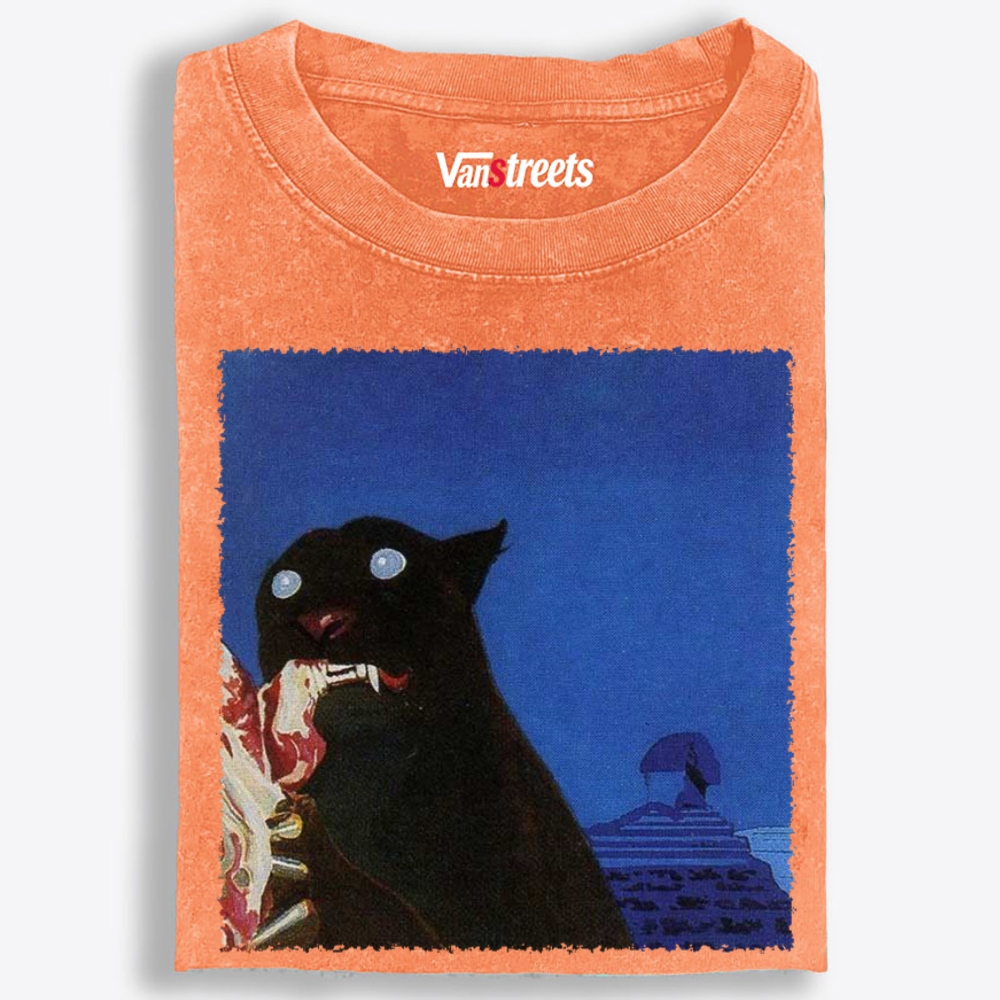 Ancient Demon Cat Retro Washed T-Shirt | 100% Cotton | Streetwear Essential