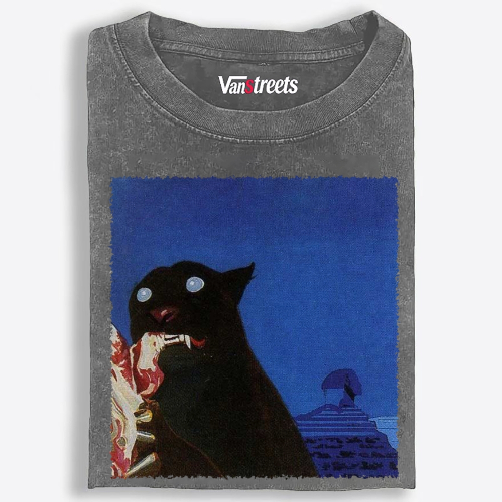 Ancient Demon Cat Retro Washed T-Shirt | 100% Cotton | Streetwear Essential